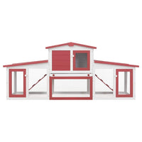 Conigliera per Esterni Grande Rossa e Bianca 201x45x85cm Legno 170845