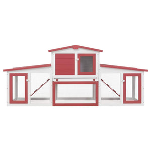 Conigliera per Esterni Grande Rossa e Bianca 201x45x85cm Legno 170845