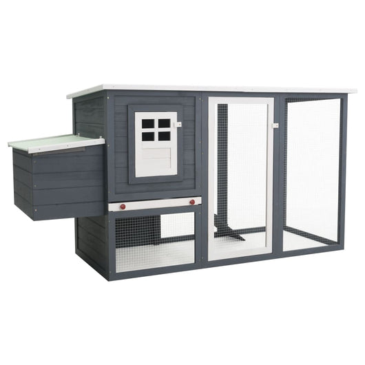 Pollaio da esterno con 1 cassetta nido 202 x 75 x 98 cm legno grigio 02_0001698