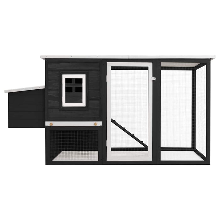 Pollaio all'Aperto con 1 Casetta di Cova Grigio in Legno 170846