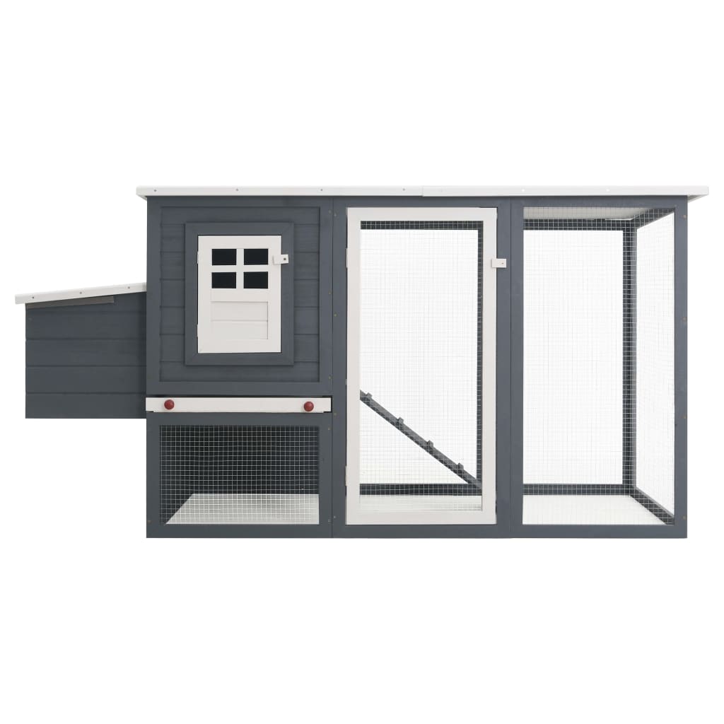 Pollaio da esterno con 1 cassetta nido 202 x 75 x 98 cm legno grigio 02_0001698