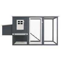 Pollaio da esterno con 1 cassetta nido 202 x 75 x 98 cm legno grigio 02_0001698