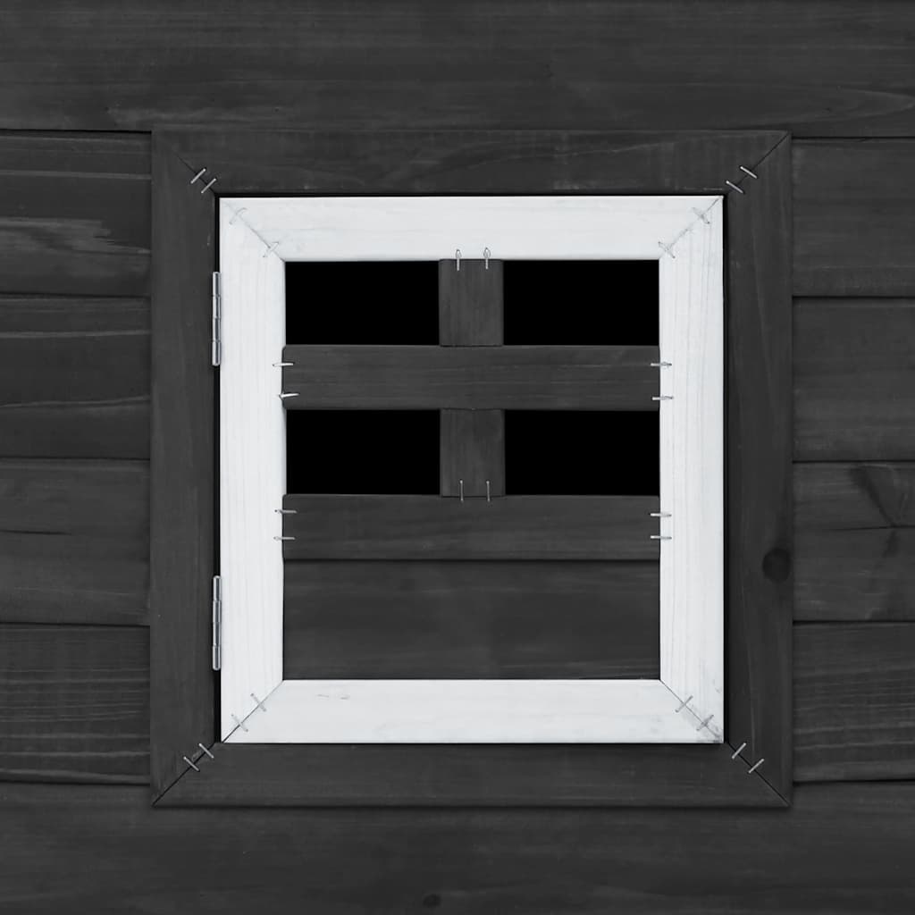 Pollaio all'Aperto con 1 Casetta di Cova Grigio in Legno 170846