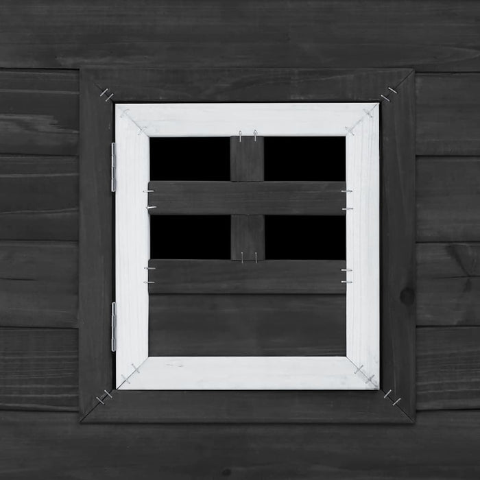 Pollaio all'Aperto con 1 Casetta di Cova Grigio in Legno 170846