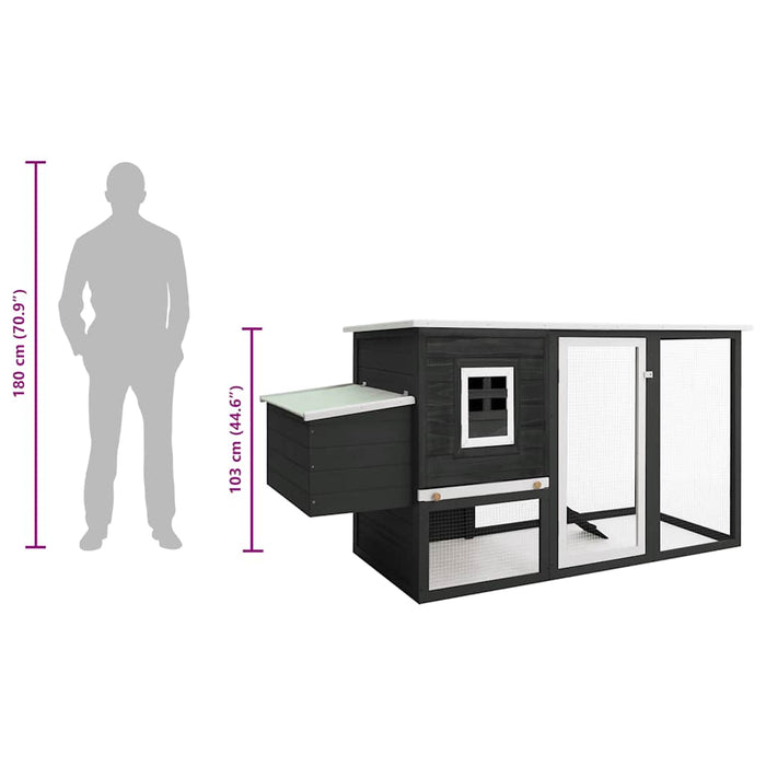 Pollaio all'Aperto con 1 Casetta di Cova Grigio in Legno 170846
