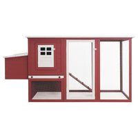 Pollaio da esterno con 1 cassetta nido 202 x 75 x 98 cm legno rosso 02_0001700