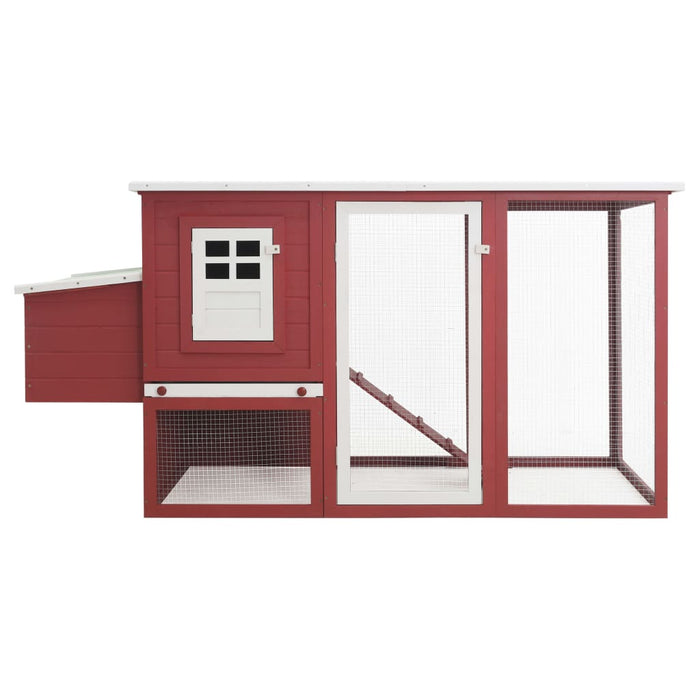 Pollaio da esterno con 1 cassetta nido 202 x 75 x 98 cm legno rosso 02_0001700