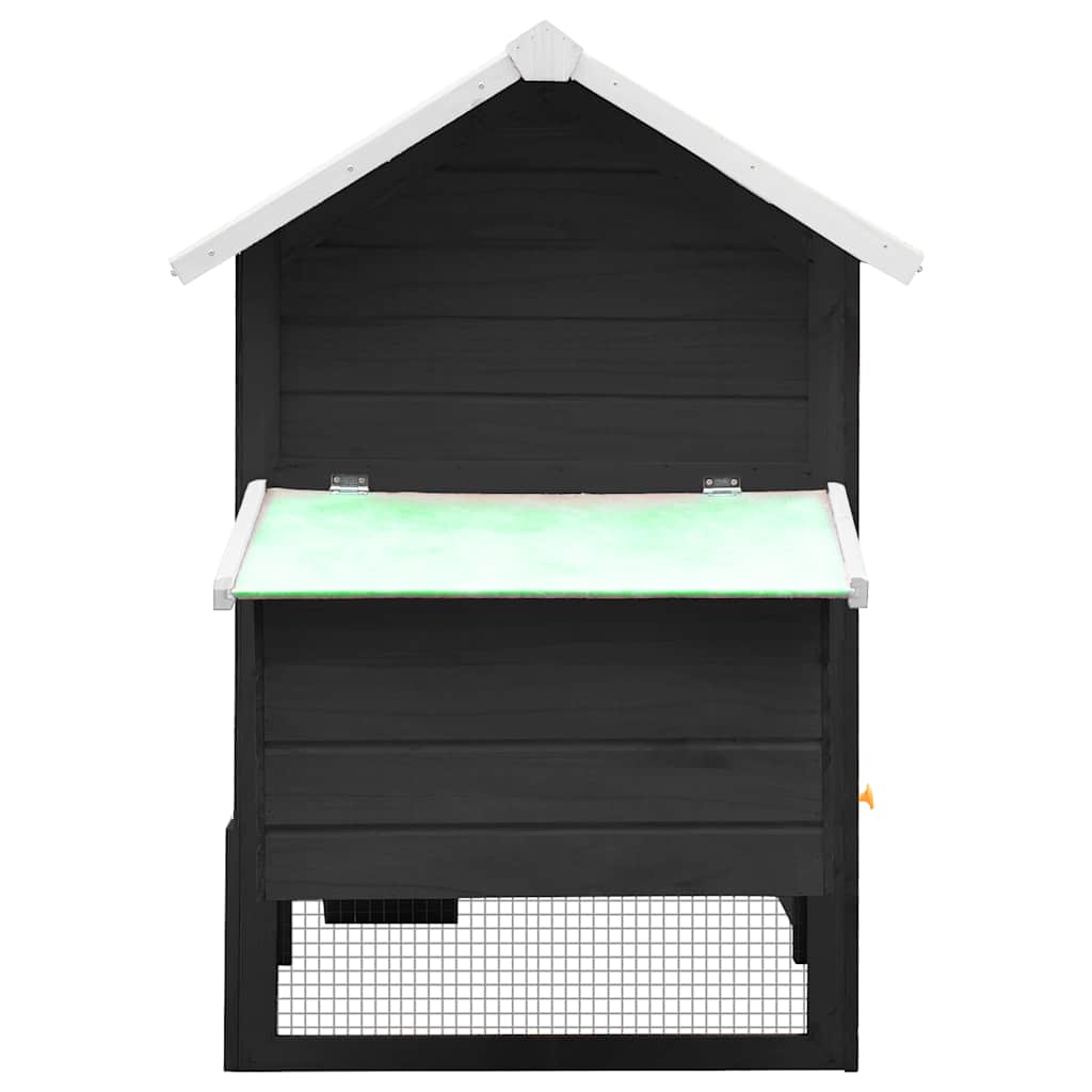 Pollaio Grigio 170x81x110 cm in Legno Massello di Pino e Abete 170861