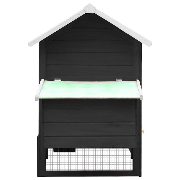 Pollaio Grigio 170x81x110 cm in Legno Massello di Pino e Abete 170861