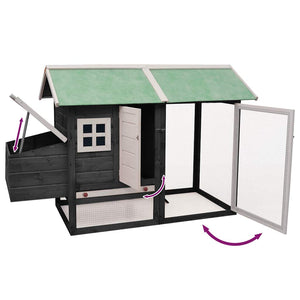 Pollaio Grigio 170x81x110 cm in Legno Massello di Pino e Abete 170861