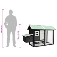 Pollaio Grigio 170x81x110 cm in Legno Massello di Pino e Abete 170861