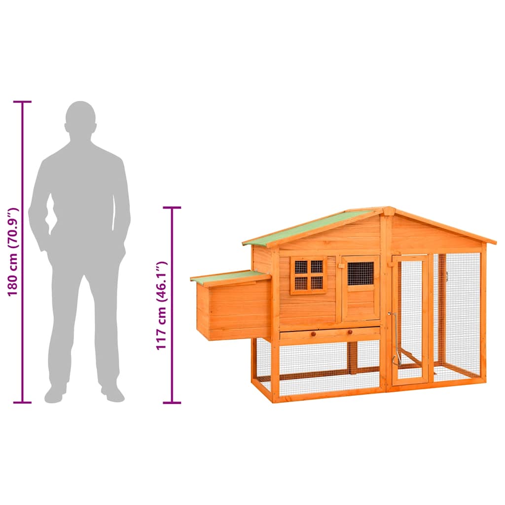 Pollaio con Casetta di Nidificazione in Legno Massello di Abete 170864