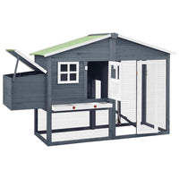 Pollaio con nido 191 x 67 x 117 cm legno massello di abete grigio e bianco 02_0001672