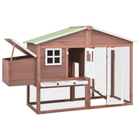 Pollaio con nido 191 x 67 x 117 cm legno massello di abete moka e bianco 02_0001674