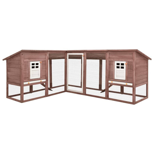 Gabbia da esterno con binario 250 x 192 x 105 cm legno abete moka e bianco 02_0000597