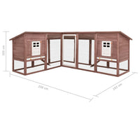 Gabbia da esterno con binario 250 x 192 x 105 cm legno abete moka e bianco 02_0000597