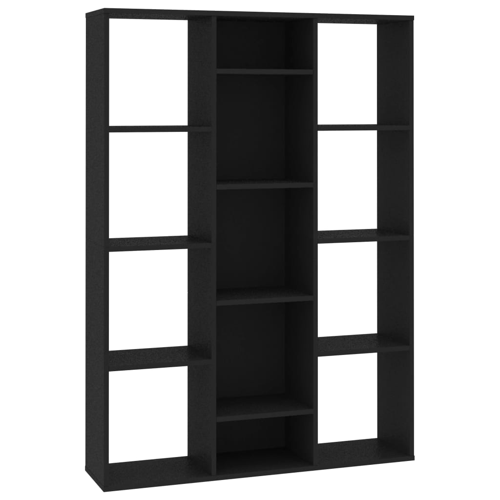 Libreria/Divisorio Nero 100x24x140 cm in Legno Multistrato 800442
