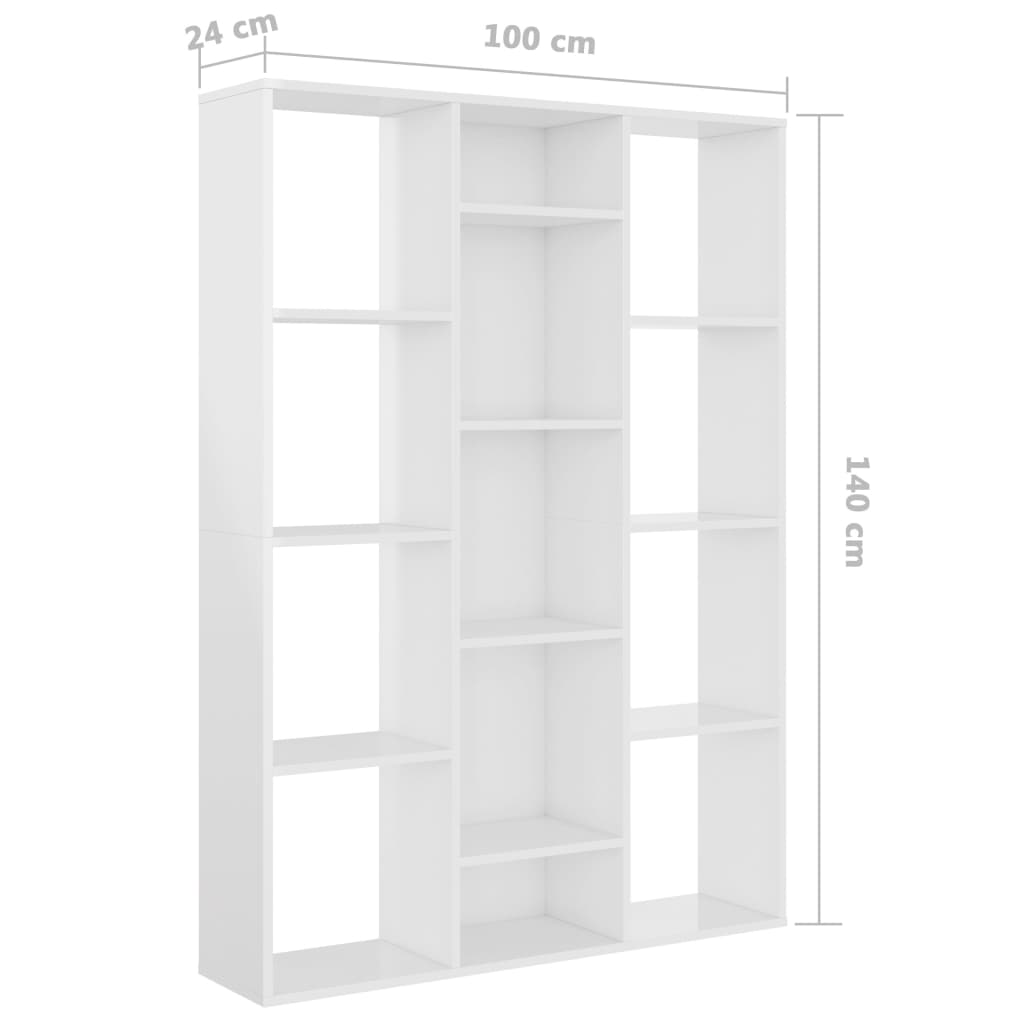 Libreria/Divisorio Bianco Lucido 100x24x140 cm in Multistrato 800447