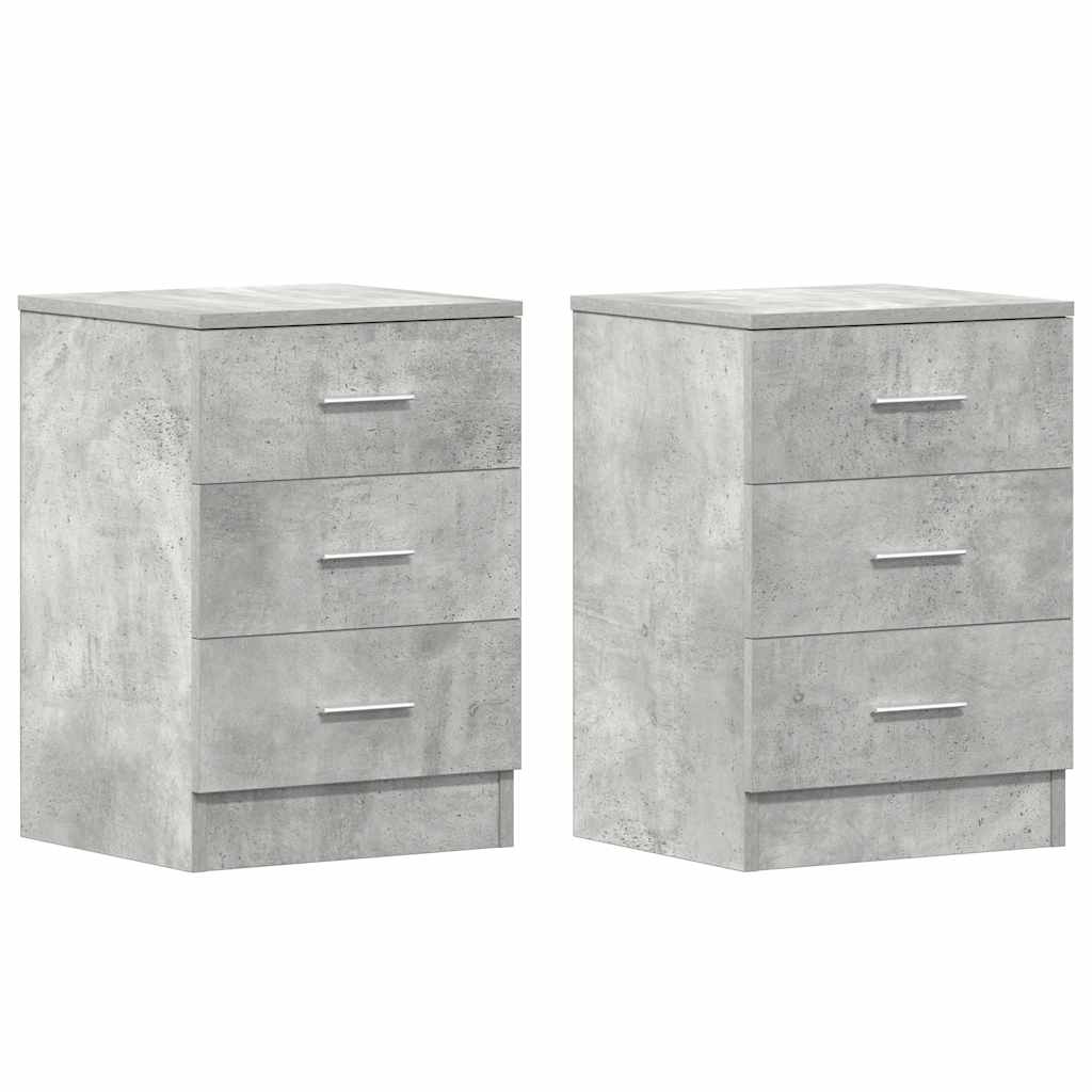 Comodini 2 pz-Set di 2 Tavolino da notte Grigio Cemento 38x35x56 cm in Legno Multistrato