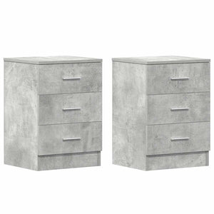 Comodini 2 pz-Set di 2 Tavolino da notte Grigio Cemento 38x35x56 cm in Legno Multistrato