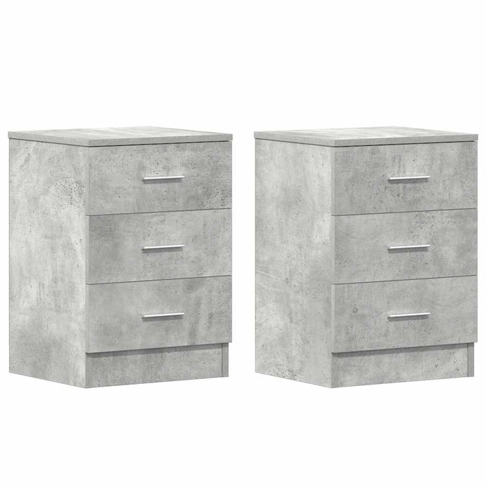 Comodini 2 pz-Set di 2 Tavolino da notte Grigio Cemento 38x35x56 cm in Legno Multistrato