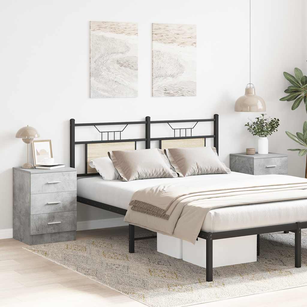 Comodini 2 pz-Set di 2 Tavolino da notte Grigio Cemento 38x35x56 cm in Legno Multistrato
