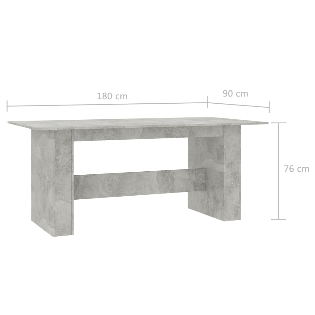 Tavolo da Pranzo Grigio Cemento 180x90x76 cm Legno Multistrato 800472
