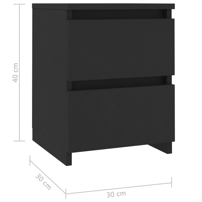 Comodino Nero 30x30x40 cm in Legno Multistrato 800515