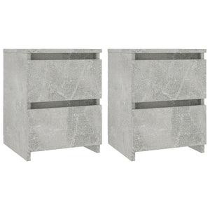 Comodini 2 pz-Set di 2 Tavolino da notte Grigio Cemento 30x30x40 cm in Legno Multistrato