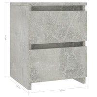Comodini Grigio Cemento 2 pz 30x30x40 cm in Truciolato cod mxl 51888