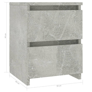 Comodini 2pz Grigio Cemento 30x30x40 cm in Legno Multistrato 800522