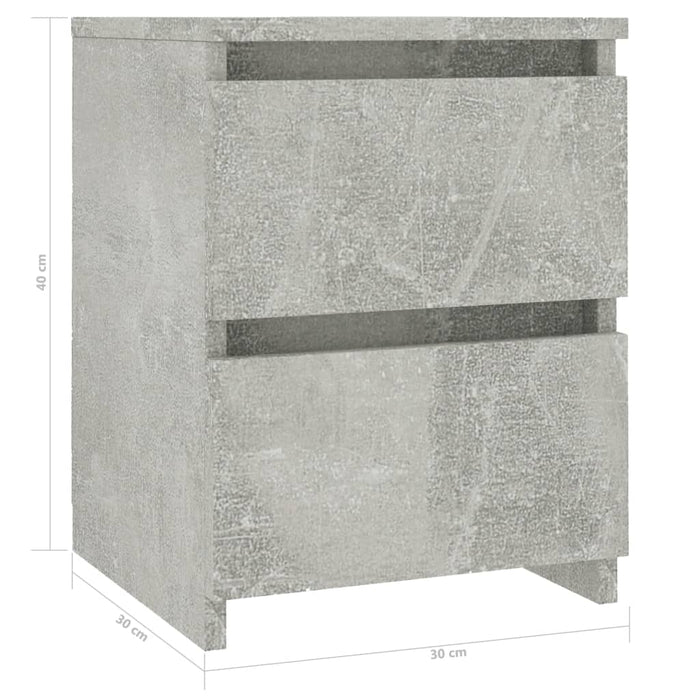 Comodini 2pz Grigio Cemento 30x30x40 cm in Legno Multistrato 800522