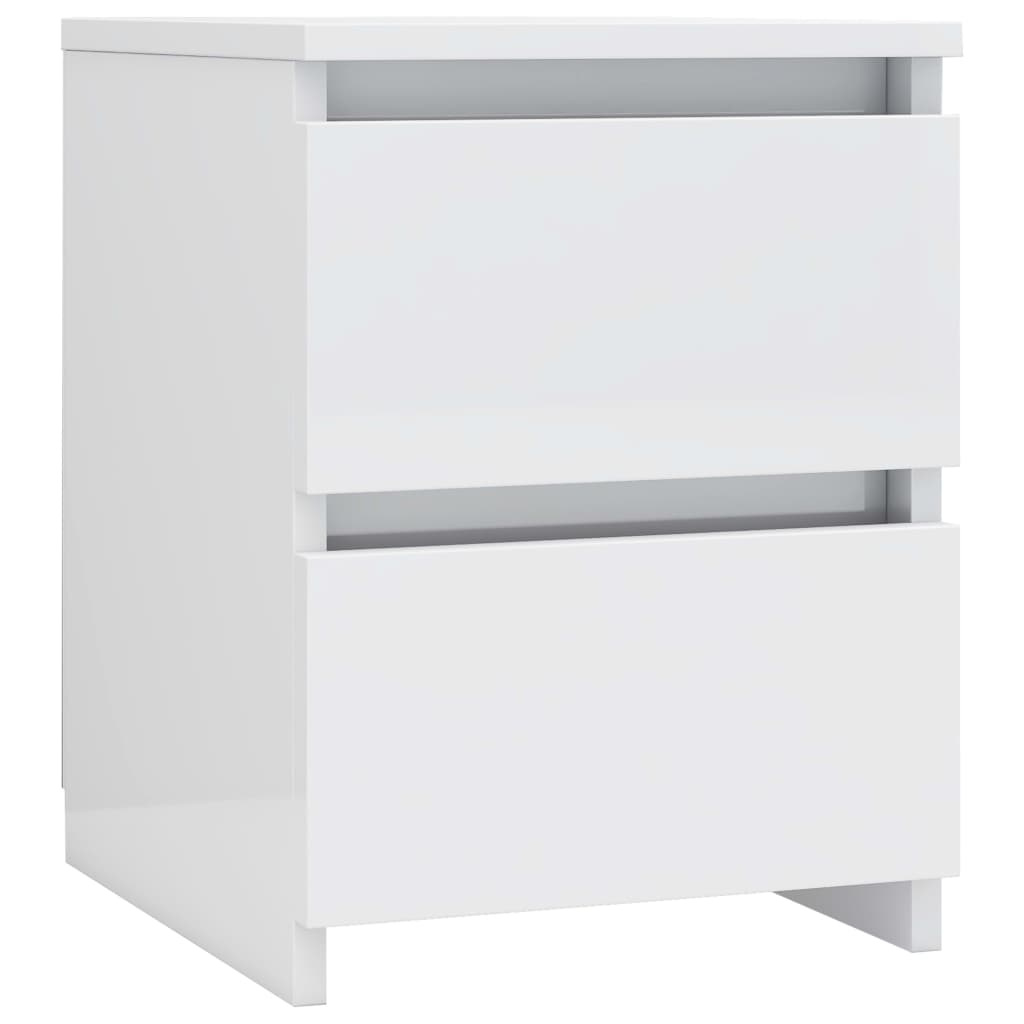 Comodino Bianco Lucido 30x30x40 cm in Legno Multistrato 800525