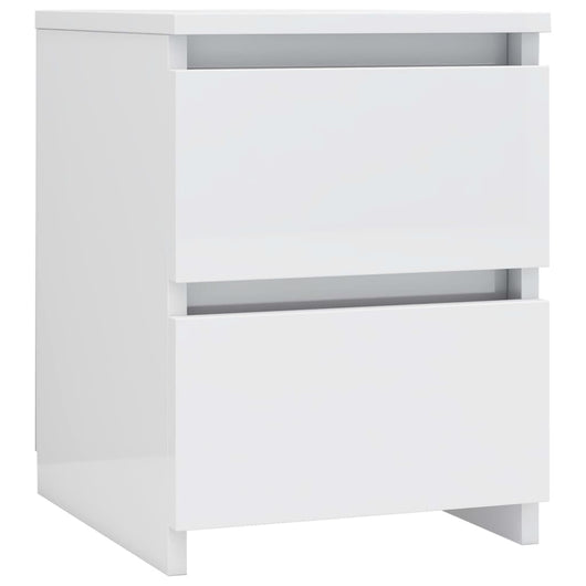 Comodino Bianco Lucido 30x30x40 cm in Legno Multistrato 800525