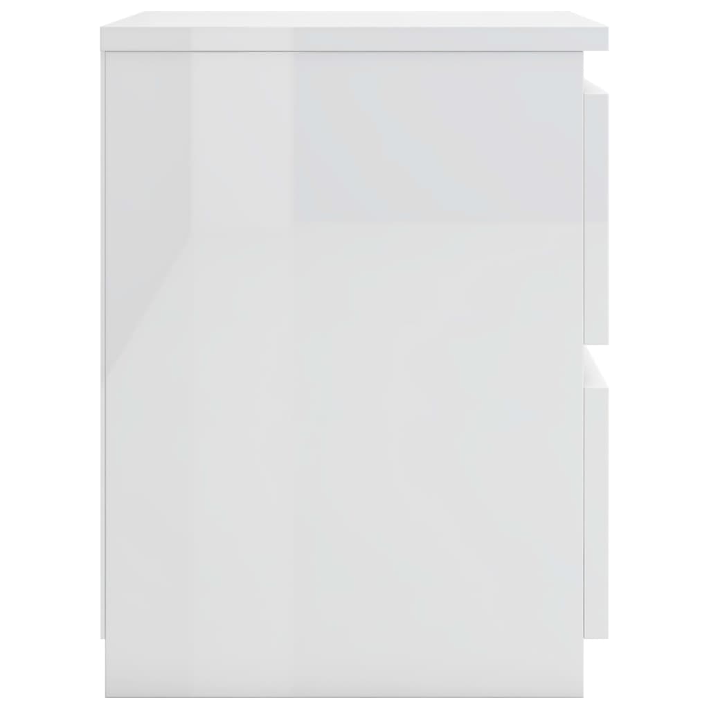 Comodino Bianco Lucido 30x30x40 cm in Legno Multistrato 800525