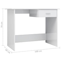Scrivania Bianco Lucido 100x50x76 cm in Legno Multistrato 800555