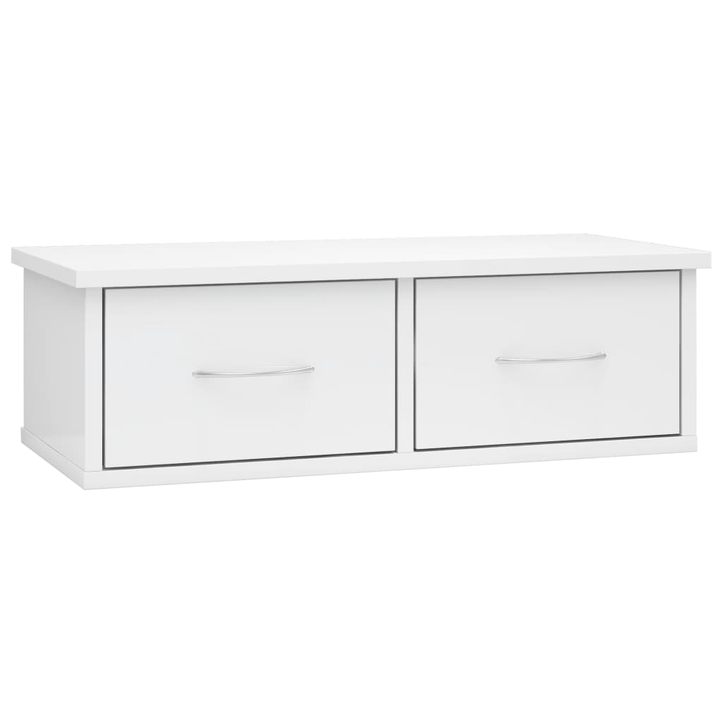 Scaffale Cassetti Parete Bianco Lucido 60x26x18,5cm Multistrato 800591