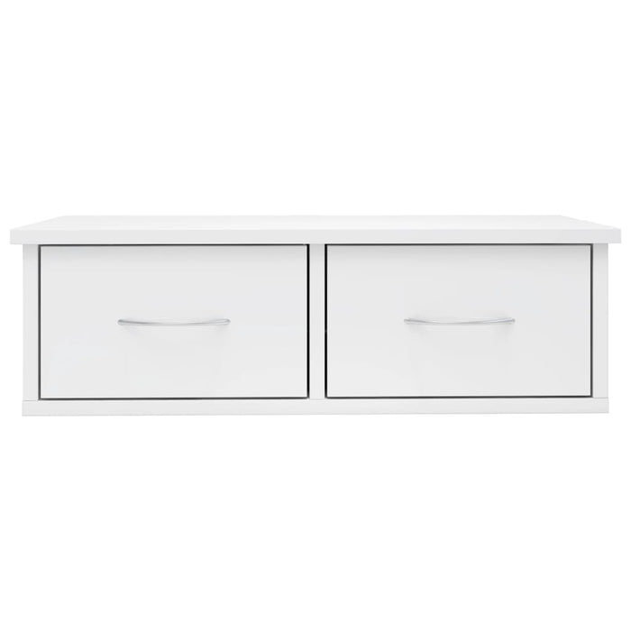 Scaffale Cassetti Parete Bianco Lucido 60x26x18,5cm Multistrato 800591