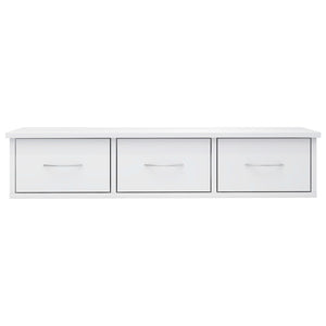 Scaffale Cassetti a Muro Bianco Lucido 88x26x18,5 cm Truciolato cod mxl 53660