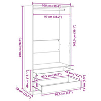 Armadio Bianco 100x50x200 cm in Legno Multistrato 800603