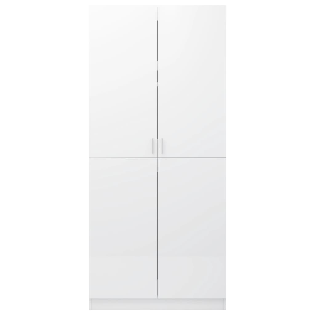 Armadio Bianco Lucido 80x52x180 cm in Legno Multistrato 800627