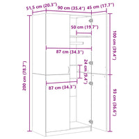 Armadio Bianco 90x52x200 cm in Legno Multistrato 800630