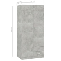Armadio Grigio Cemento 80x52x180 cm in Legno Multistrato