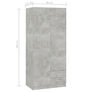 Armadio Grigio Cemento 80x52x180 cm in Legno Multistrato
