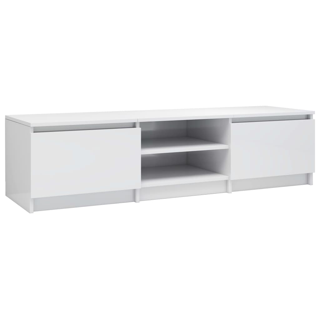 Mobile Porta TV Bianco Lucido 140x40x35,5 cm Legno Multistrato 800654
