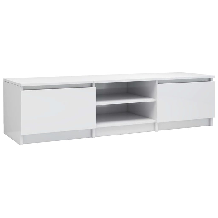 Mobile Porta TV Bianco Lucido 140x40x35,5 cm Legno Multistrato 800654