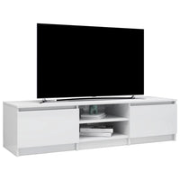 Mobile Porta TV Bianco Lucido 140x40x35,5 cm Legno Multistrato 800654