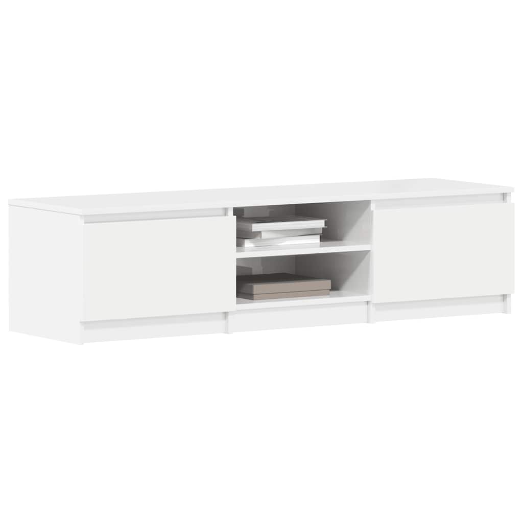 Mobile Porta TV Bianco Lucido 140x40x35,5 cm Legno Multistrato 800654
