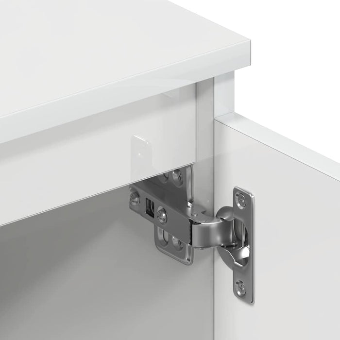 Mobile Porta TV Bianco Lucido 140x40x35,5 cm Legno Multistrato 800654