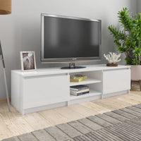 Mobile Porta TV Bianco Lucido 140x40x35,5 cm Legno Multistrato 800654